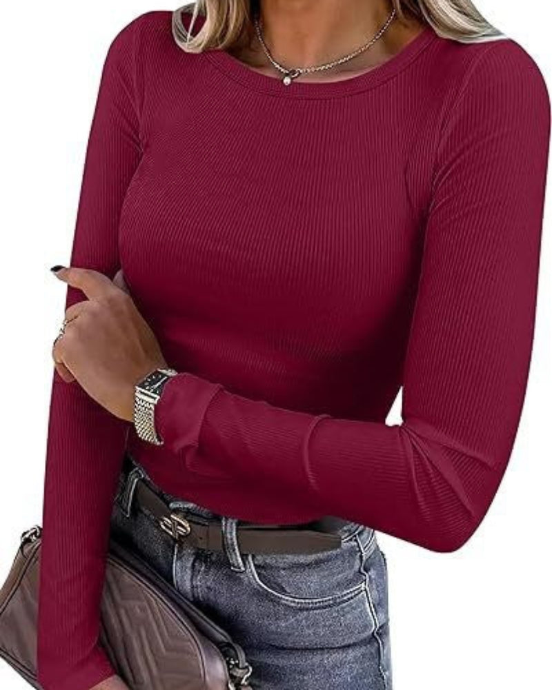 SculptFit Rib-Knit Long Sleeve