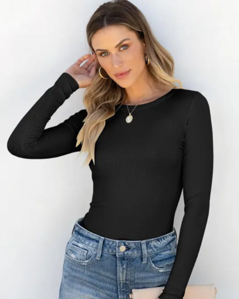SculptFit Rib-Knit Long Sleeve